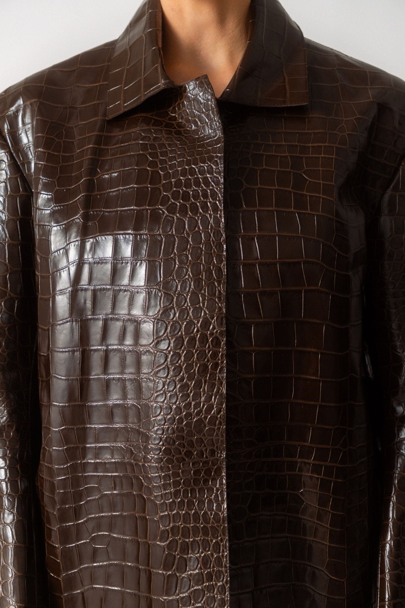 Bessette - 16Arlington Embossed Leather Croc Coat (Medium)