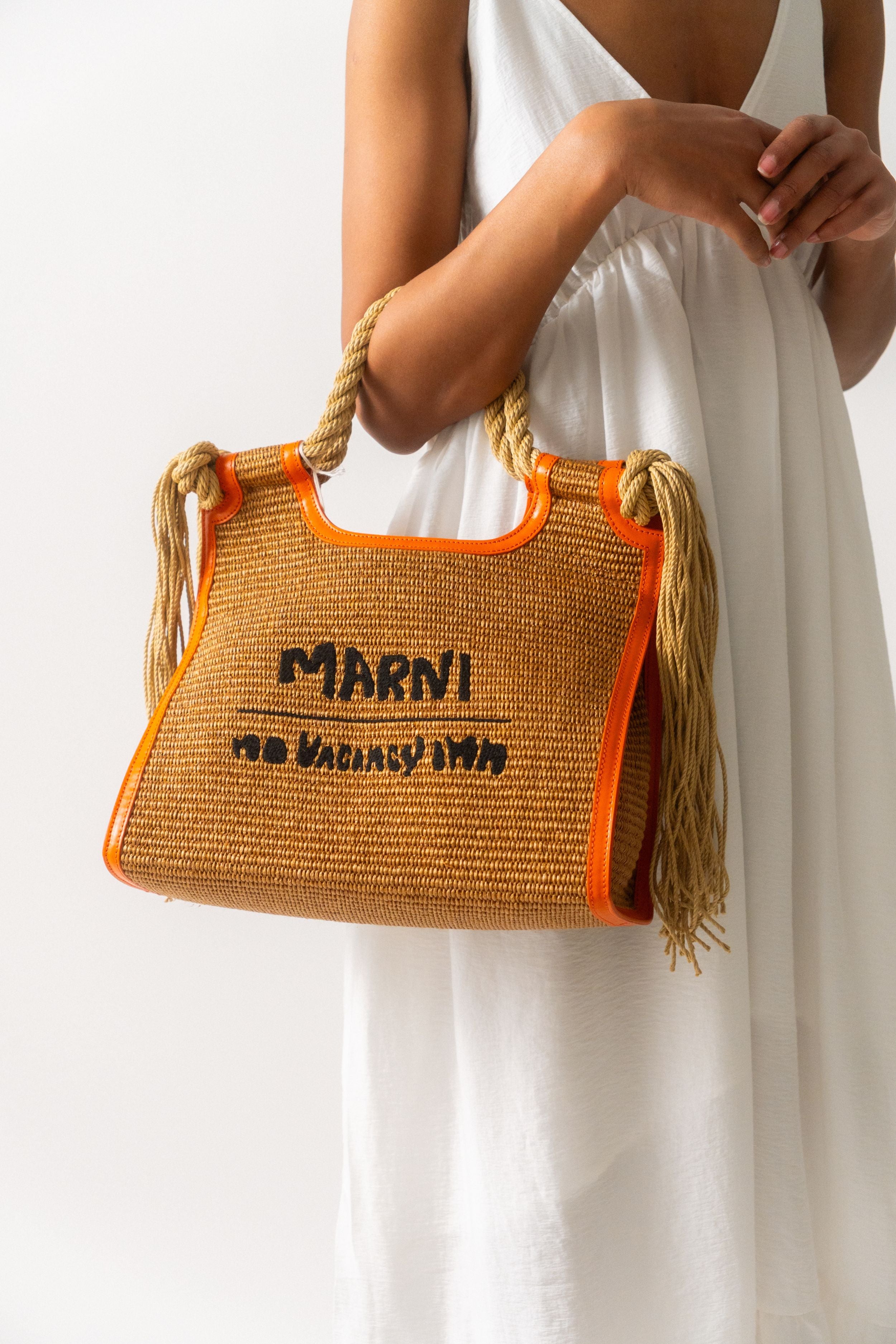 Marni x No Vacancy Inn Marcel Tote Bag in Raffia