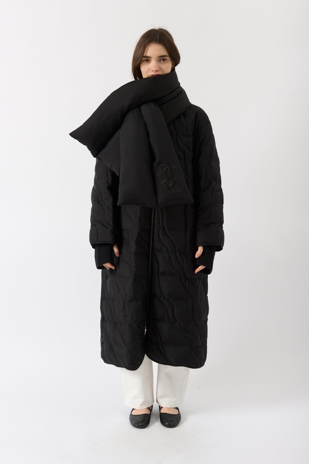 Jil Sander Quilted Down Jacket with Padded Scarf (34 FR & 36 FR)