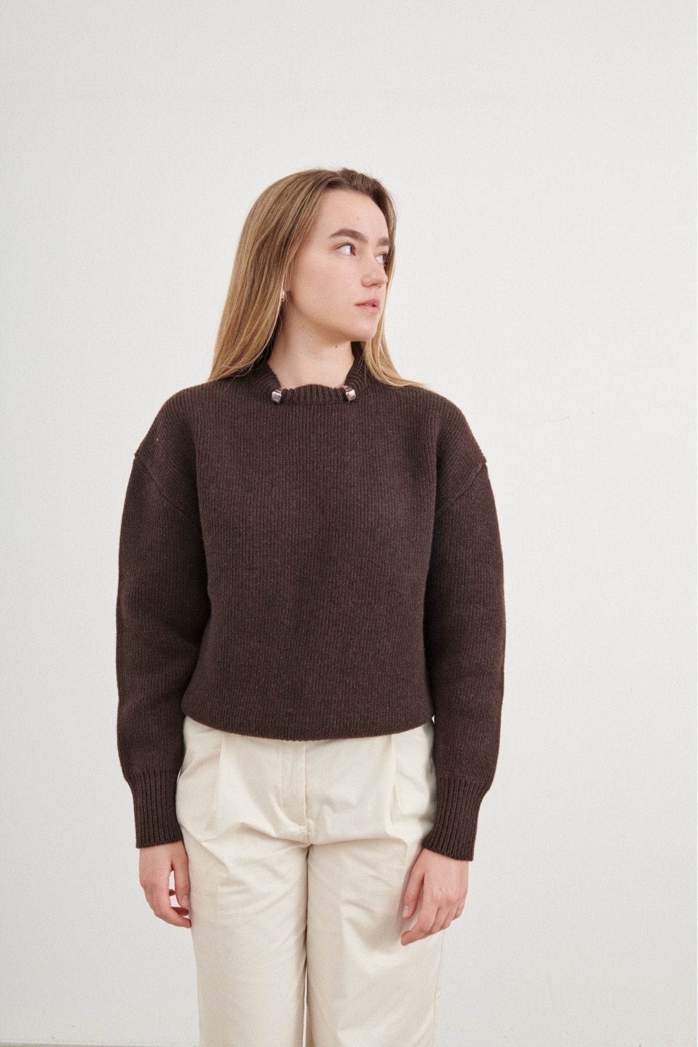 Bessette - Bottega Veneta Double Faced Shetland Pierced Crew Neck Sweater (XS)