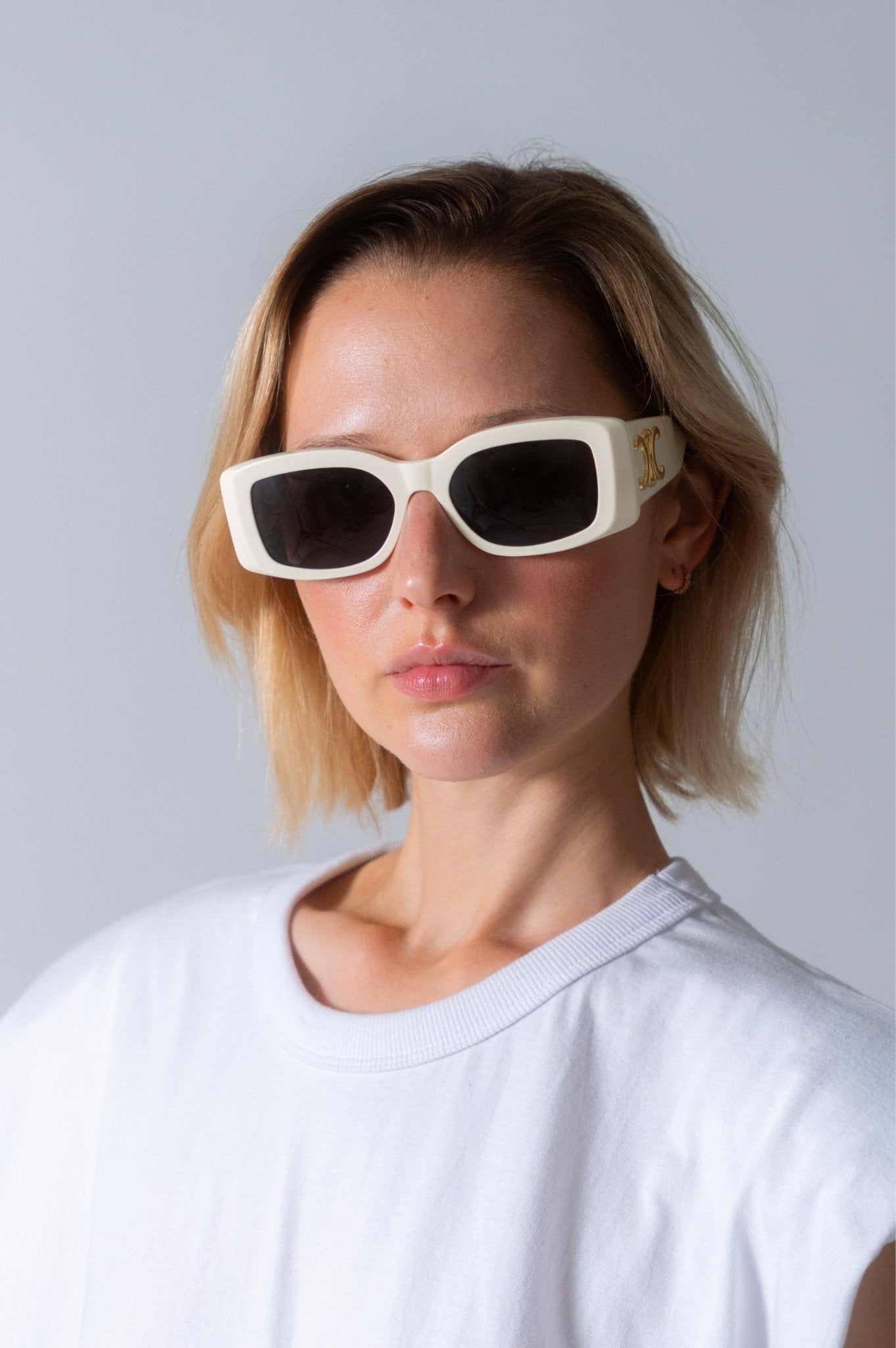 Oversized white sunglasses on sale