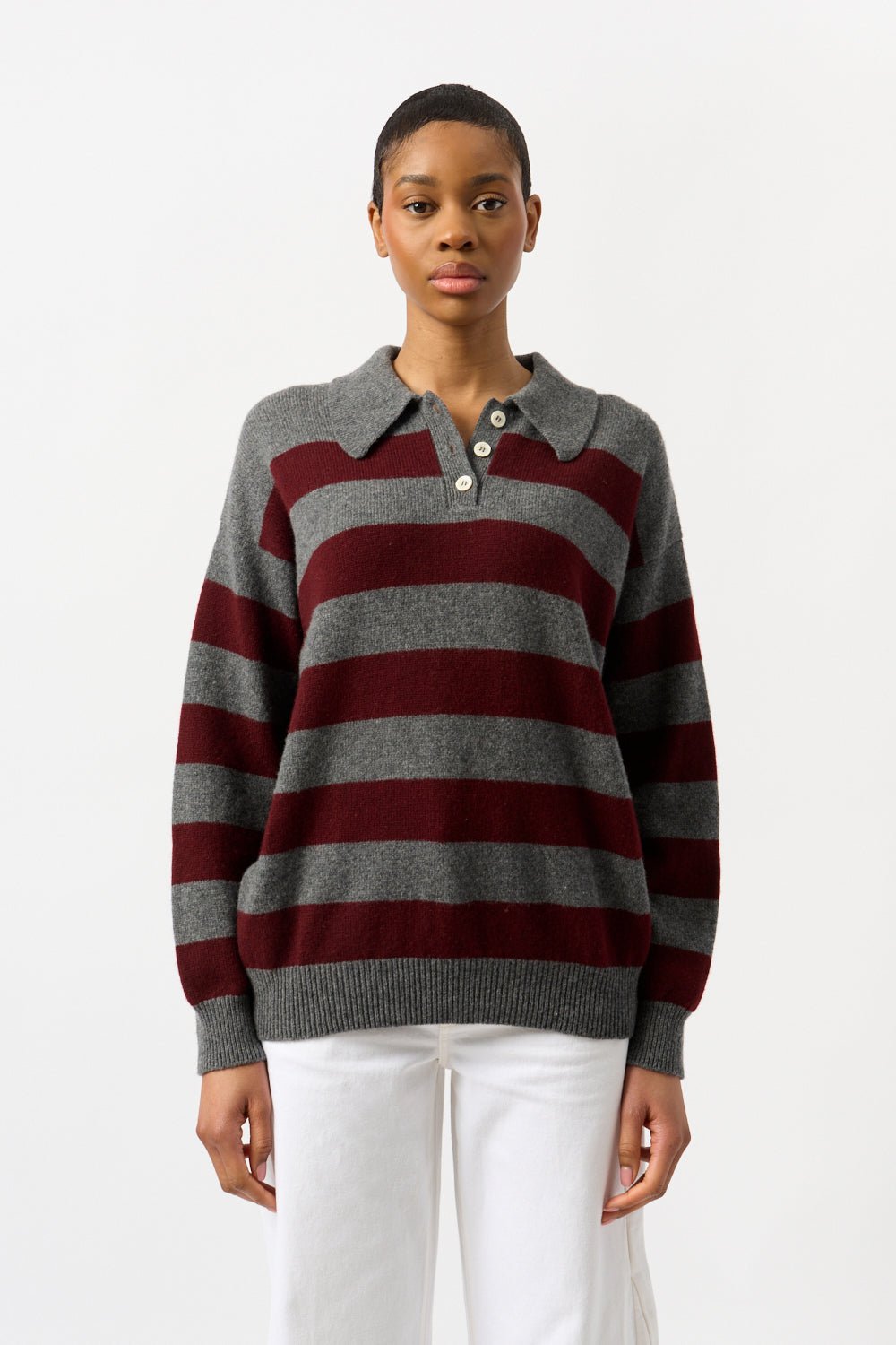 &Daughter - &Daughter Striped Edith Polo Sweater (Small)