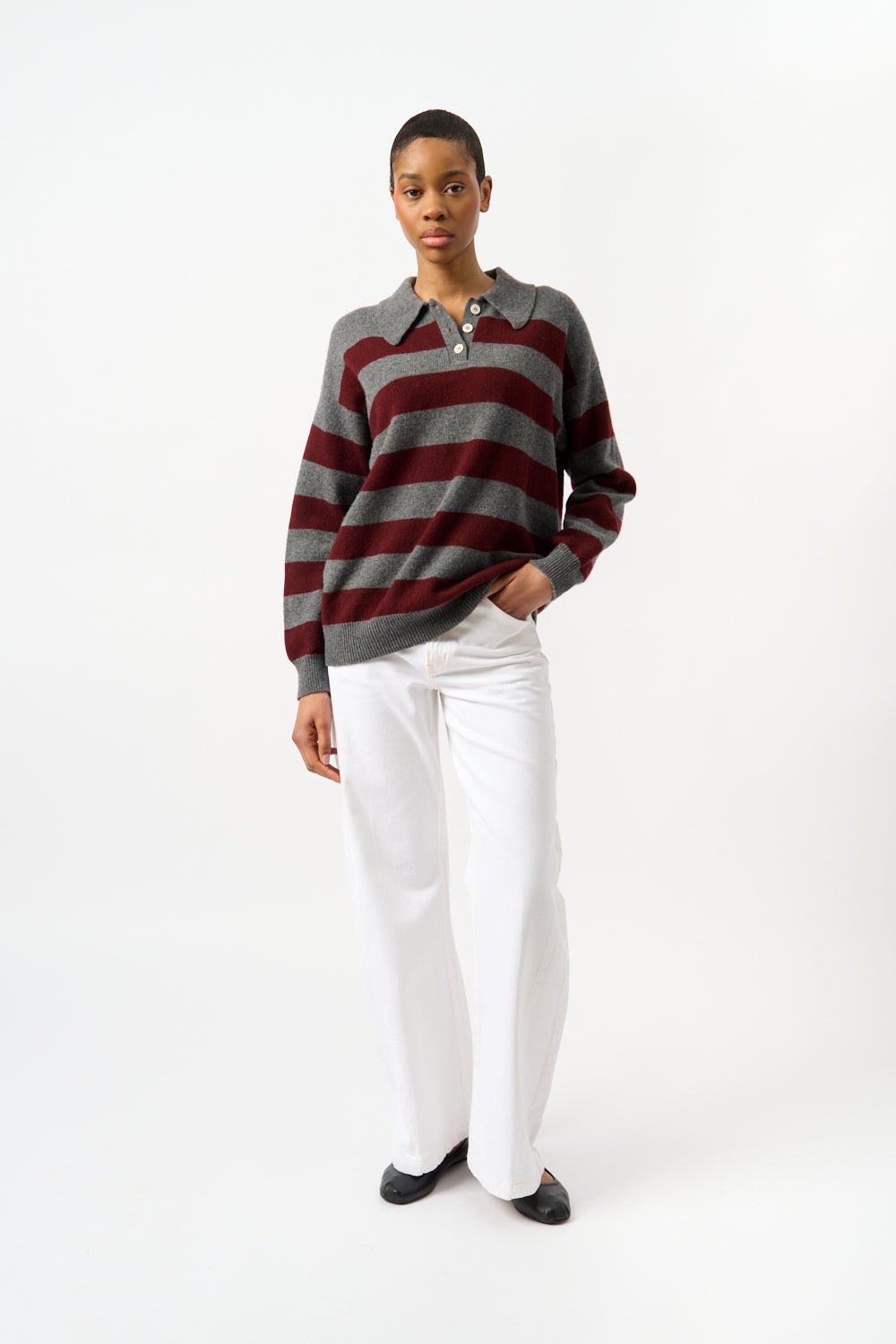 &Daughter - &Daughter Striped Edith Polo Sweater (Small)