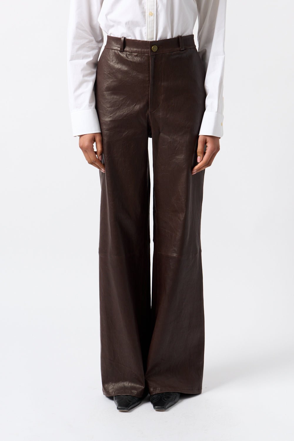 Frame - Frame Relaxed Leather Trouser - Chocolate Brown (8 US & 10 US)