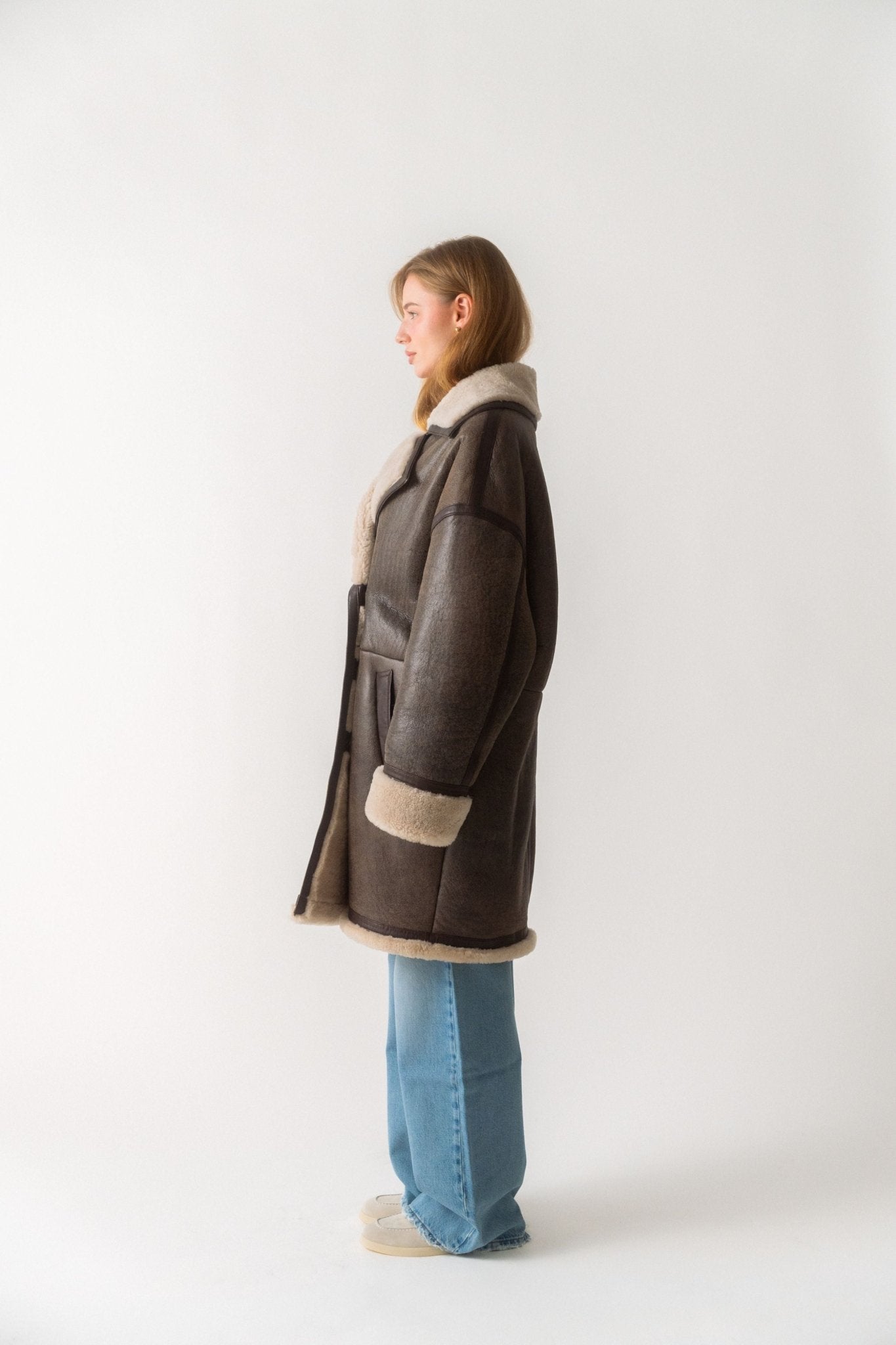 Frame - Frame SHEARLING COCOON COAT IN CARDAMOM (XS/S)