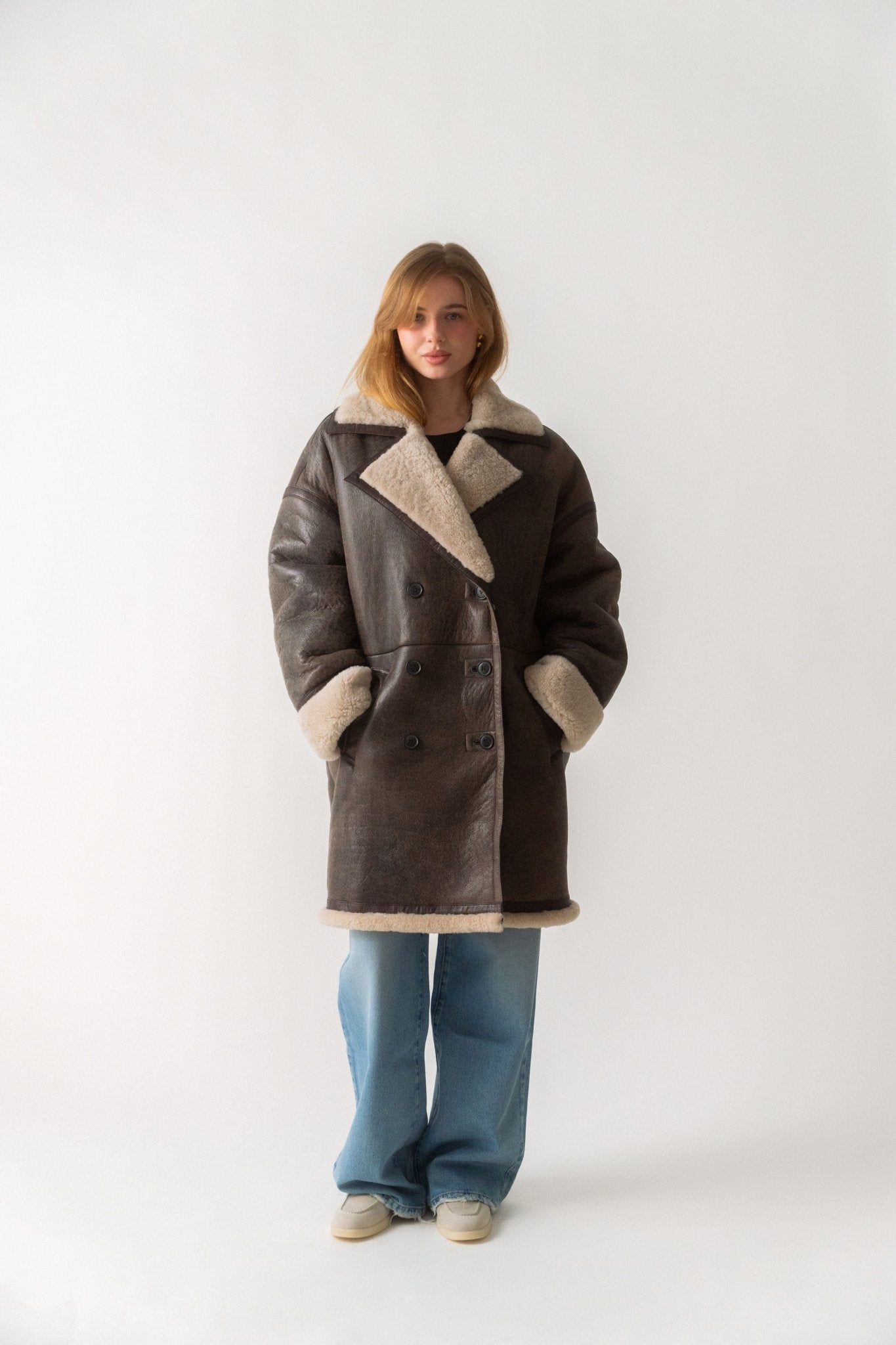 Frame - Frame SHEARLING COCOON COAT IN CARDAMOM (XS/S)