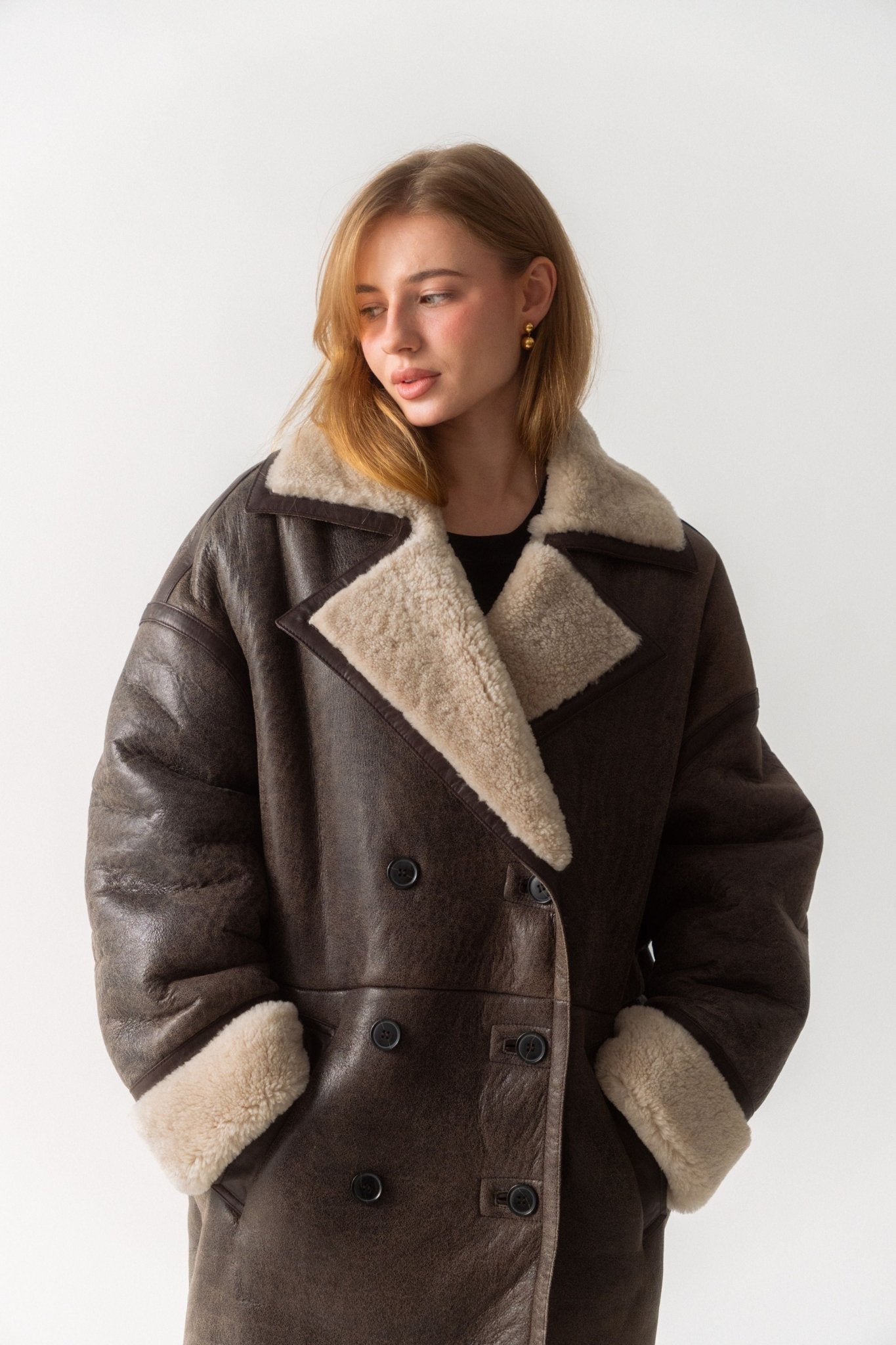 Frame - Frame SHEARLING COCOON COAT IN CARDAMOM (XS/S)