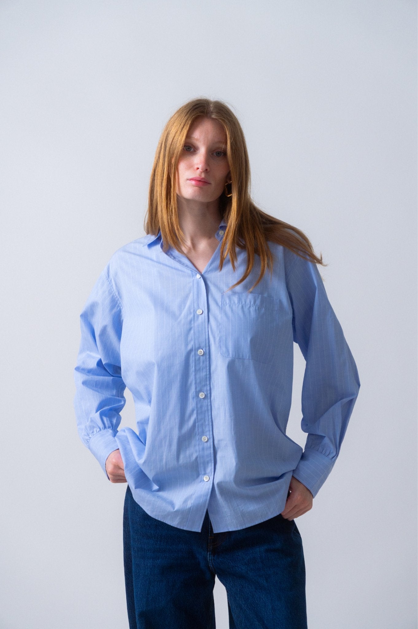 Bessette - Frame The Borrowed Pocket Shirt Chambray Blue (Medium & Large)