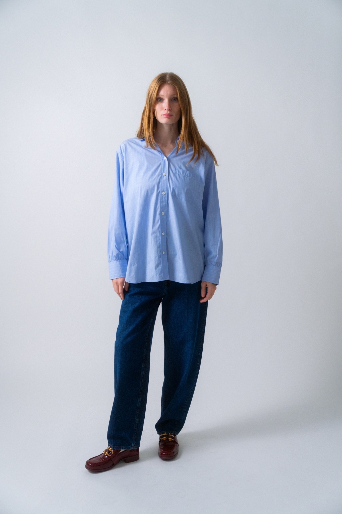 Bessette - Frame The Borrowed Pocket Shirt Chambray Blue (Medium & Large)