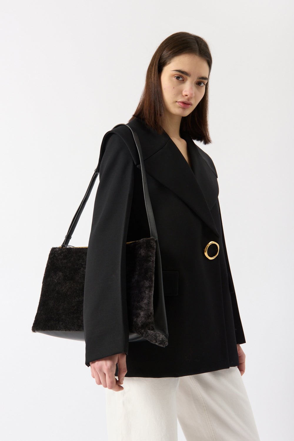 Jil Sander - Jil Sander Medium Shearling Empire Bag