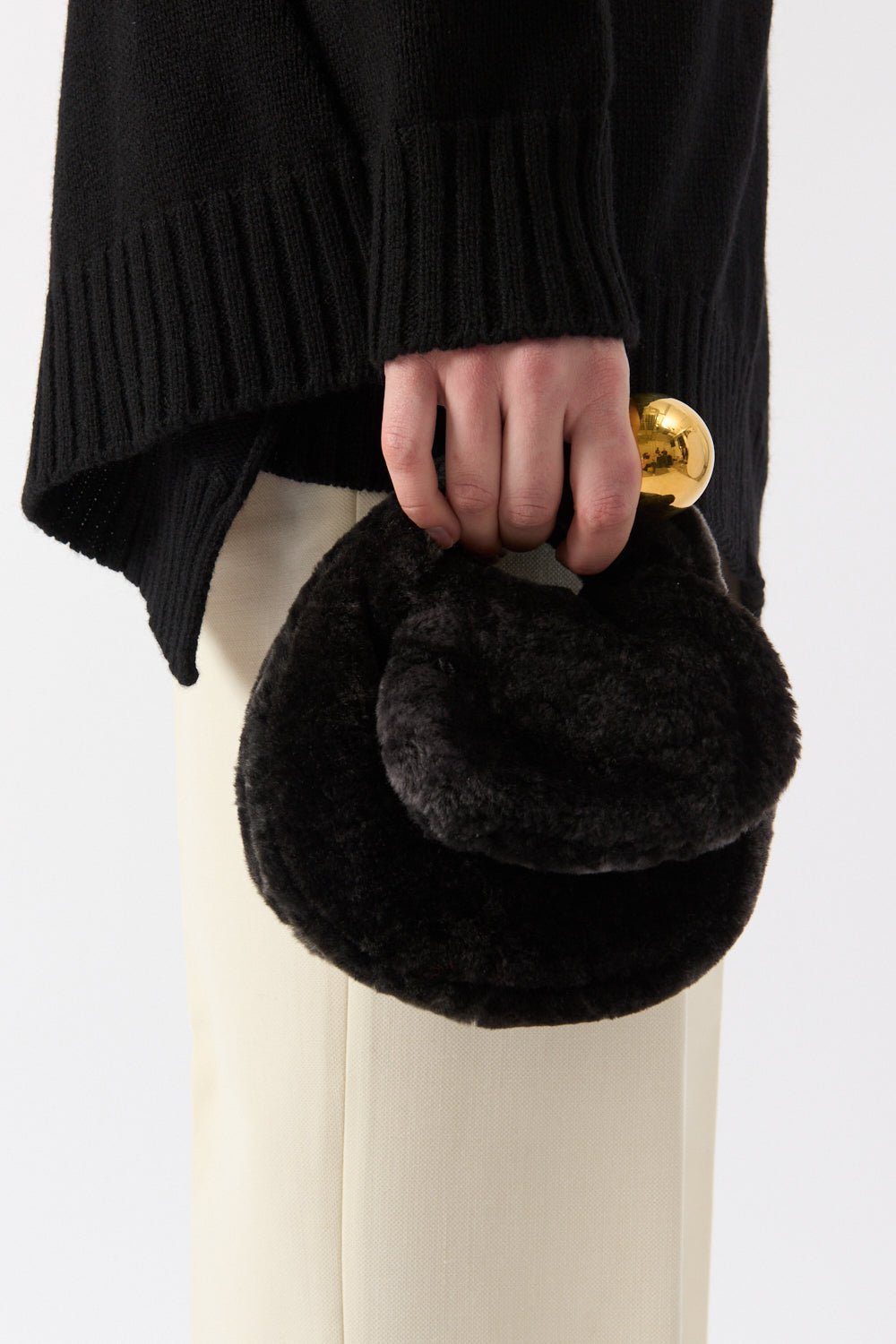 Jil Sander - Jil Sander Shearling Sphere Clutch Bag