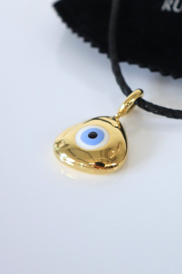 Bessette - Lauren Rubinski 14k Enamel, & Leather Evil Eye Pendant Necklace