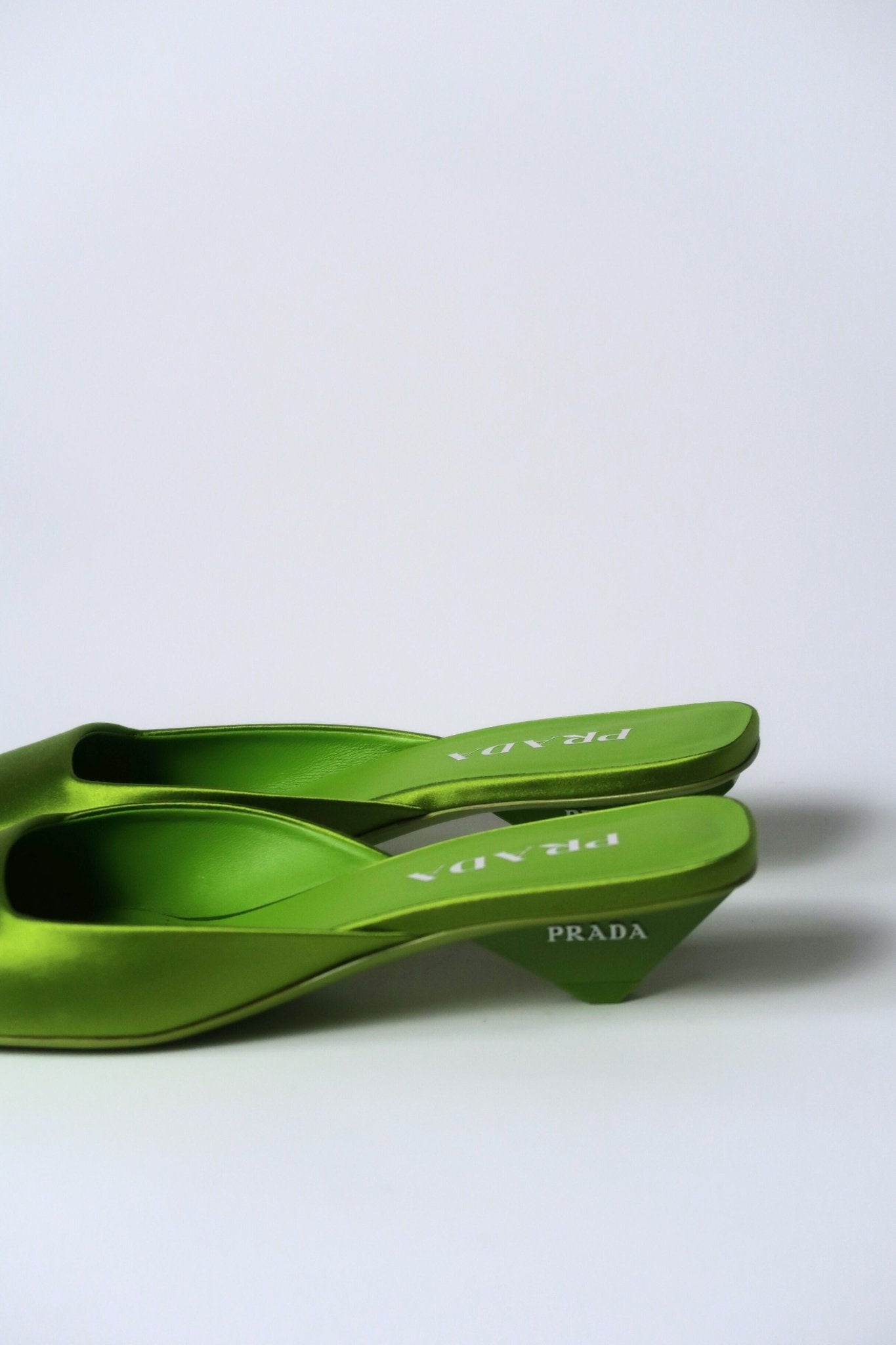 Bessette - Prada Green Satin Mules (38 EU)