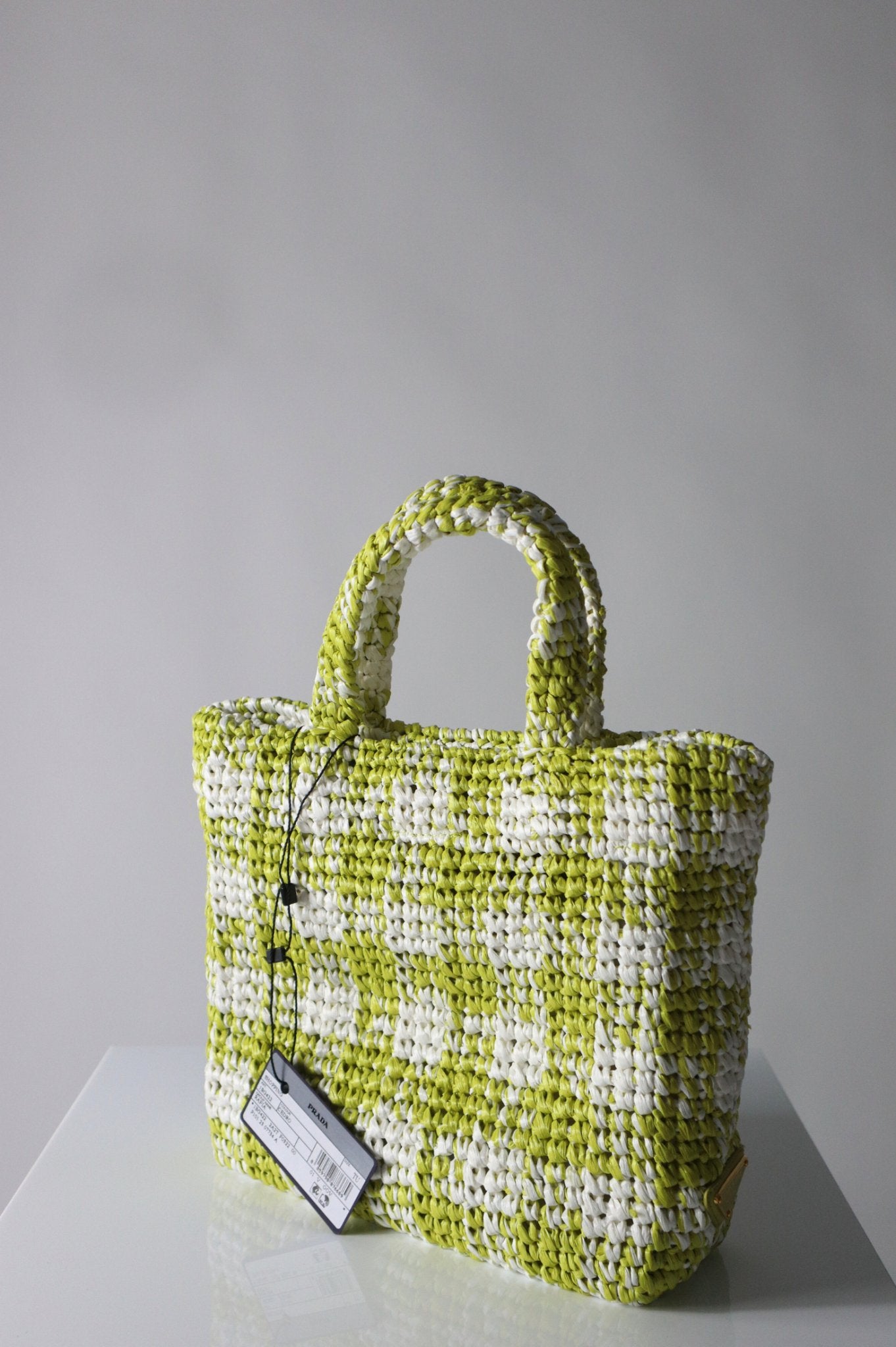 Bessette - Prada Logo Raffia - Effect Green Shopper