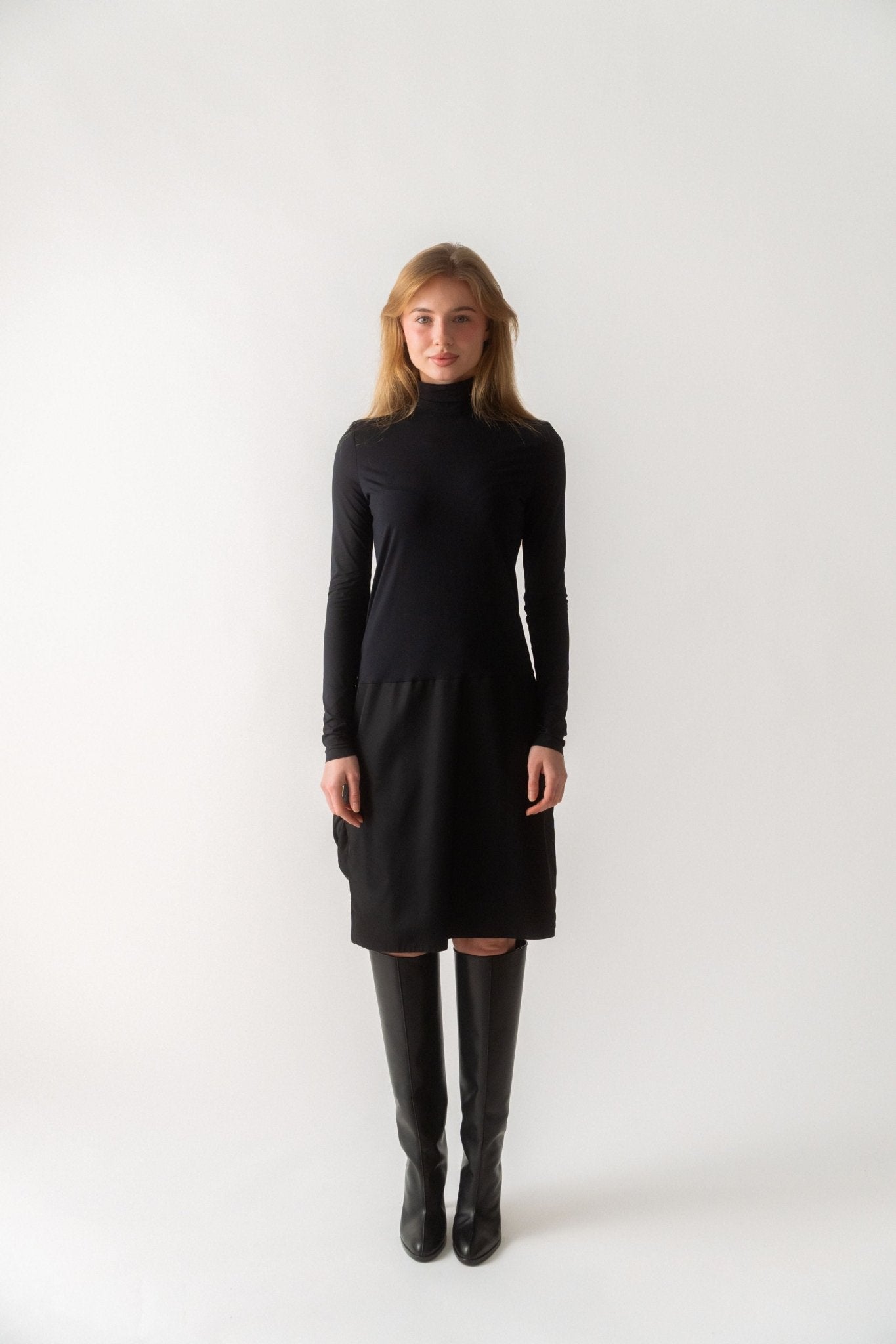 Prada - Prada Re - Nylon and Jersey Turtleneck Dress (40 IT)