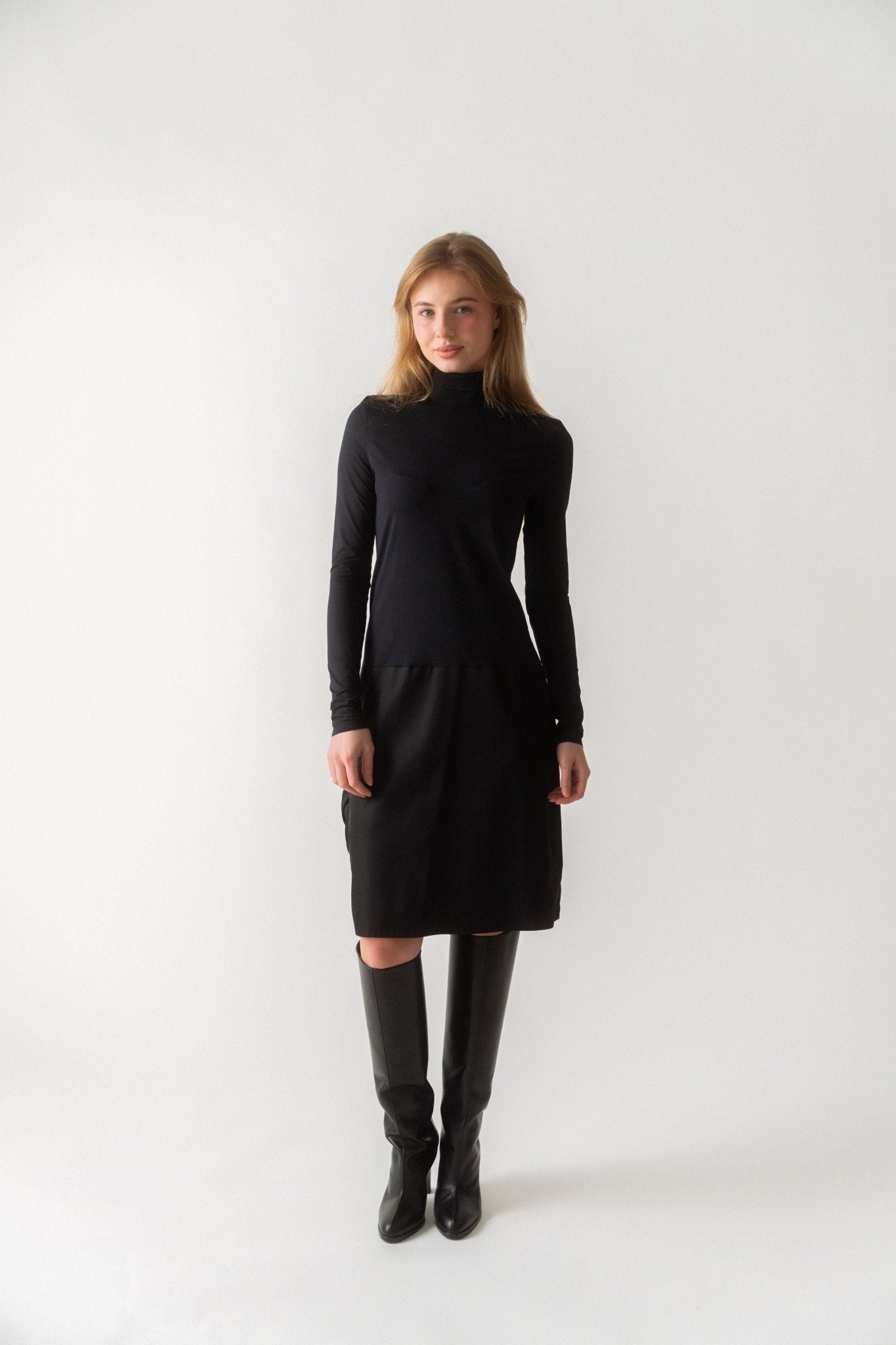 Prada - Prada Re - Nylon and Jersey Turtleneck Dress (40 IT)