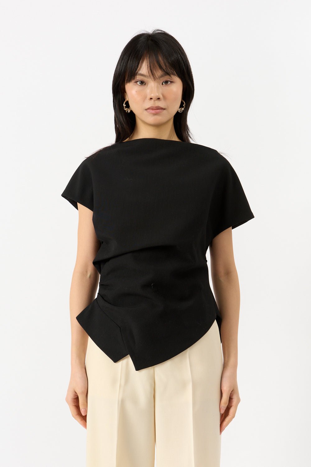 Róhe - Róhe Draped Wool Lapel Top (38 FR)