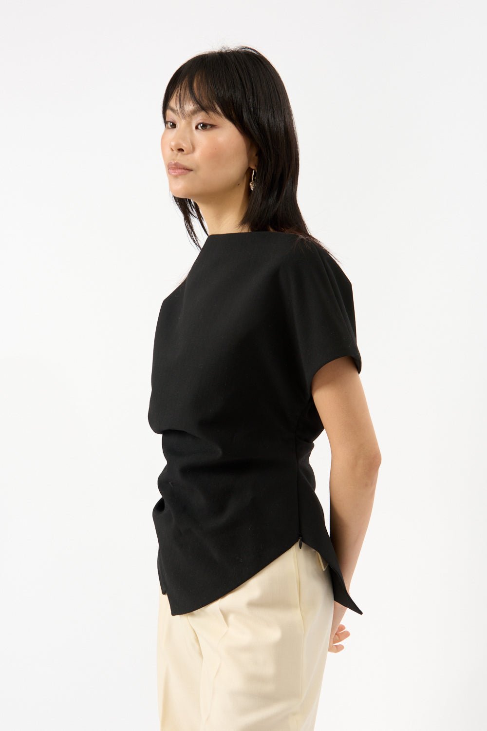 Róhe - Róhe Draped Wool Lapel Top (38 FR)