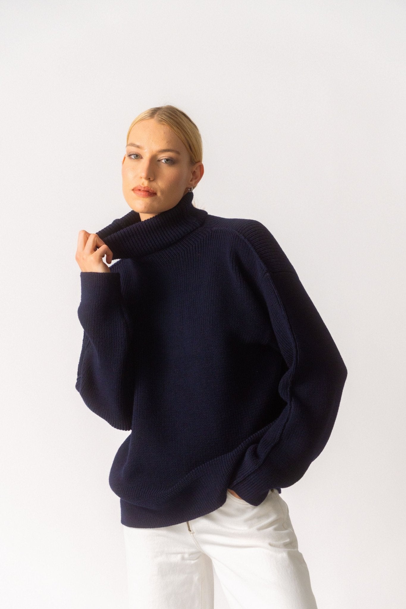 Bessette - Róhe Navy Unisex Turtleneck Seam - Detail Sweater (Small & Medium)