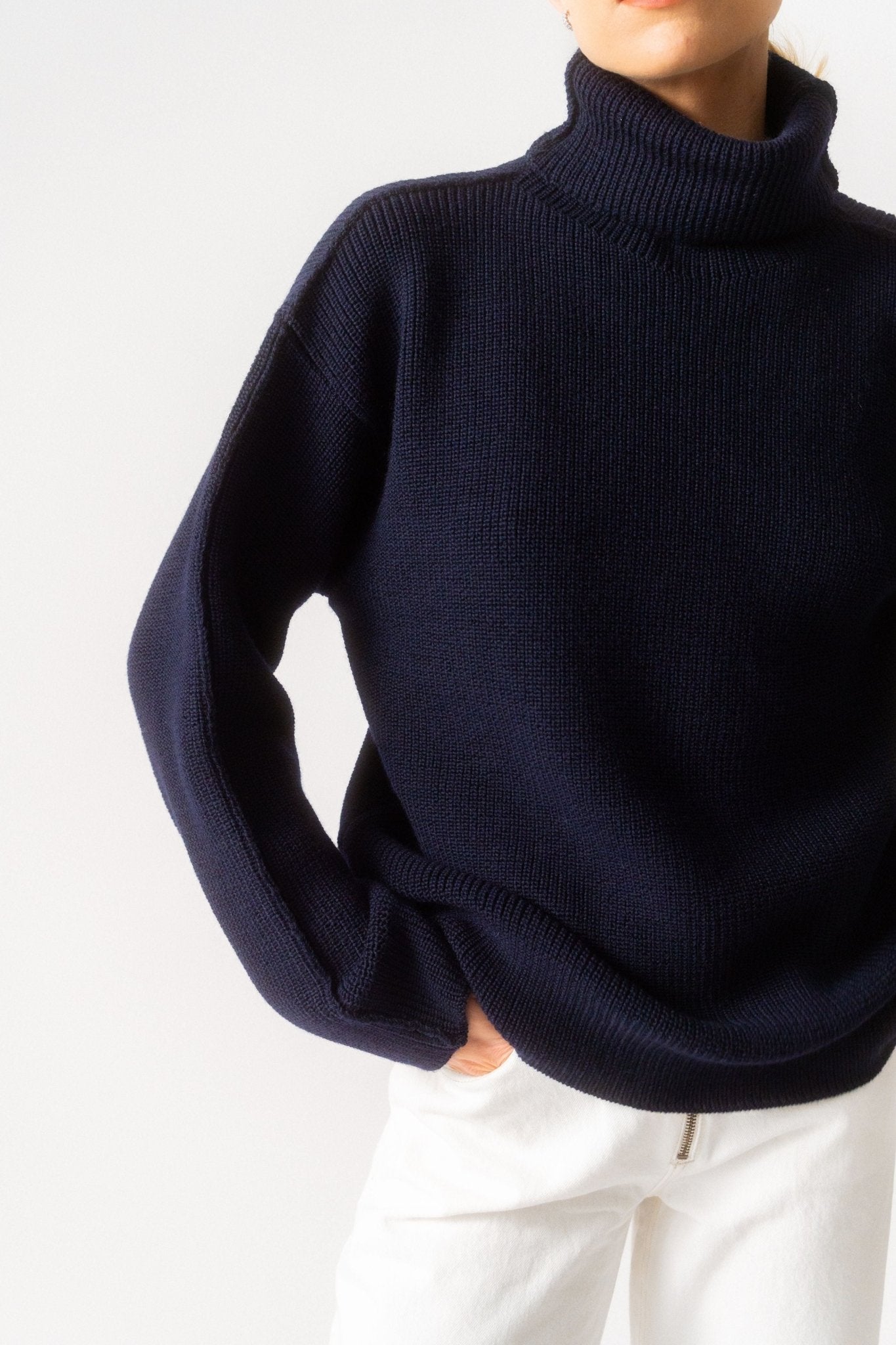 Bessette - Róhe Navy Unisex Turtleneck Seam - Detail Sweater (Small & Medium)