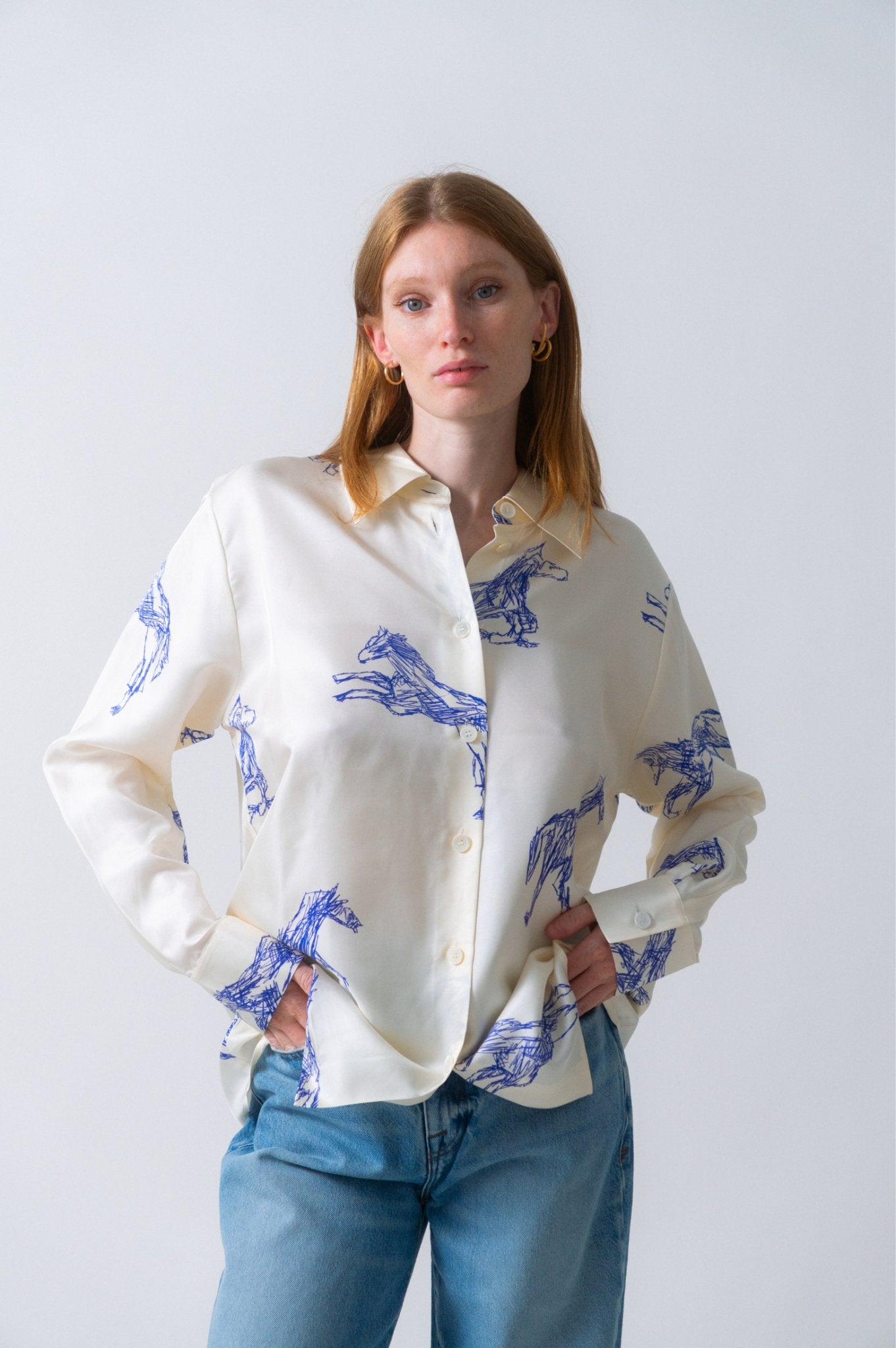 Bessette - Róhe Silk Ballpoint Horse Shirt (36 & 38 FR)