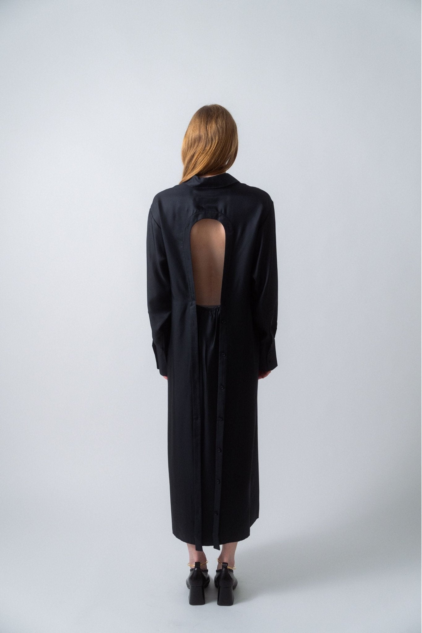 Open back wrap dress clearance