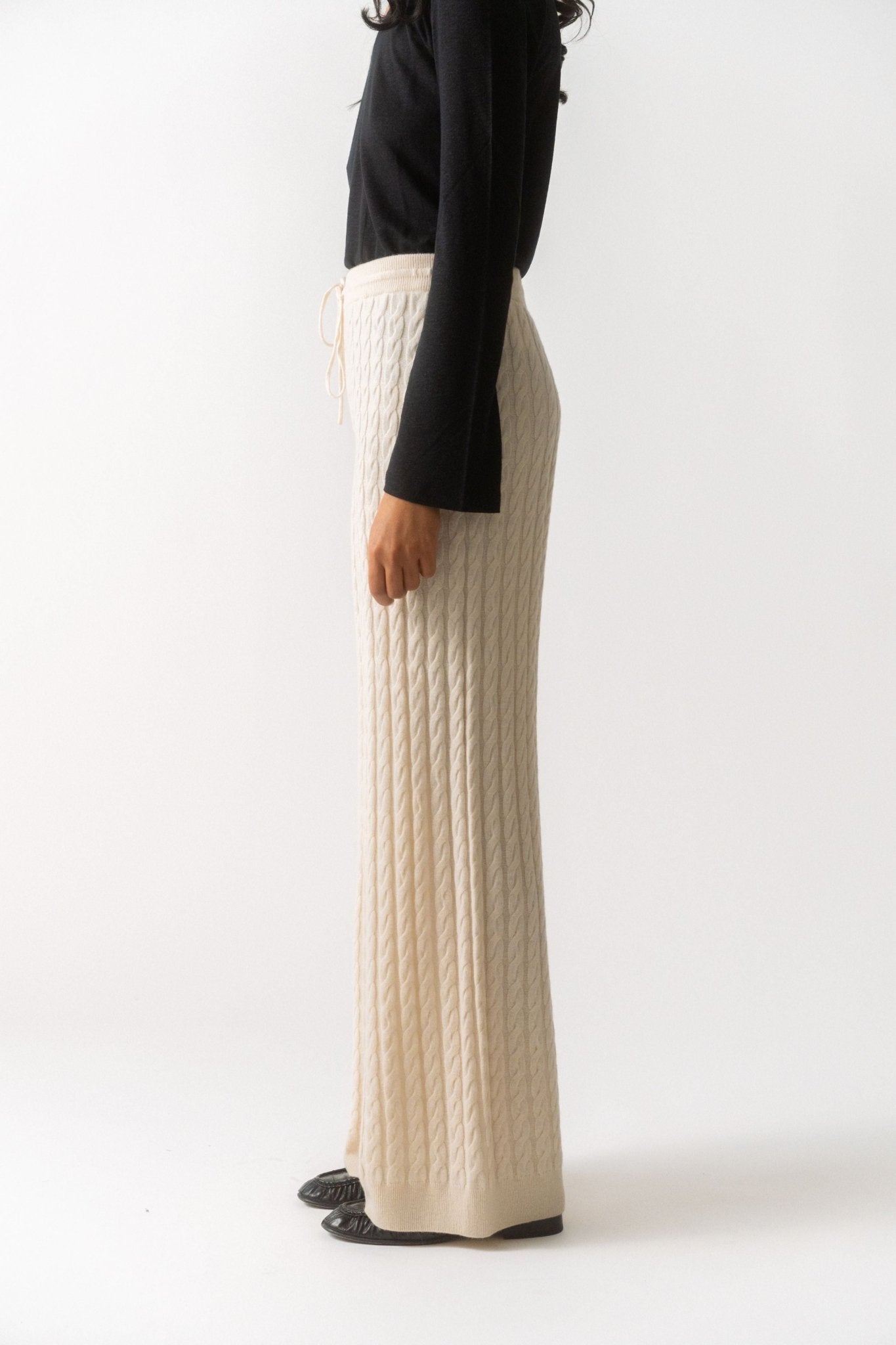 Bessette - TOTEME Cable - knit wool - blend wide - leg pants