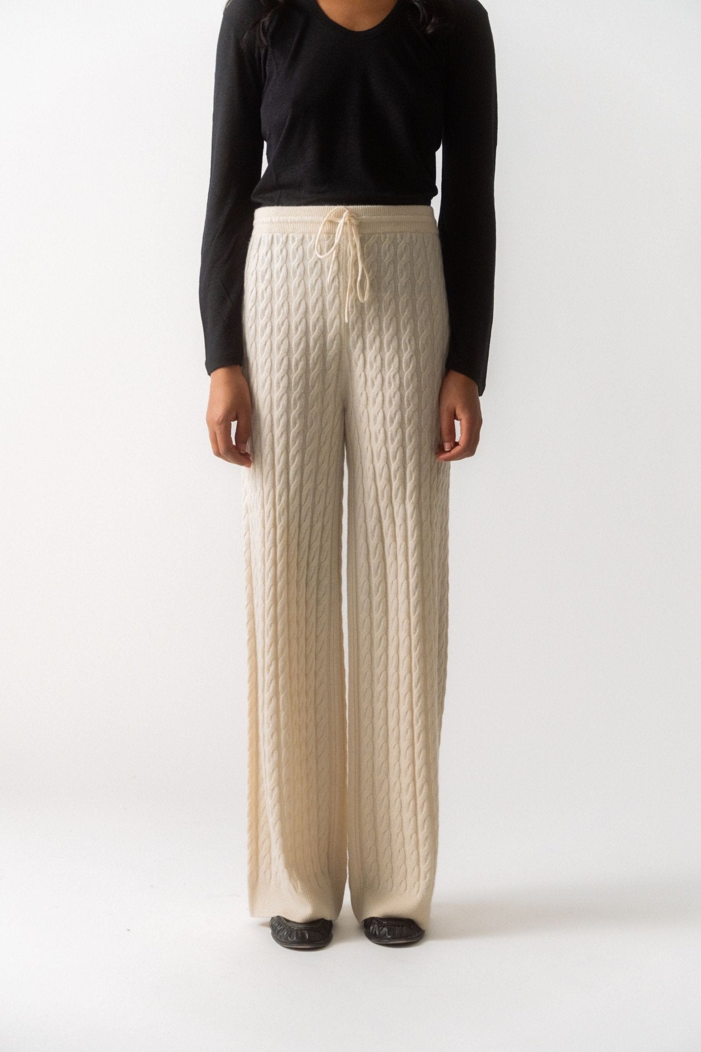 Bessette - TOTEME Cable - knit wool - blend wide - leg pants