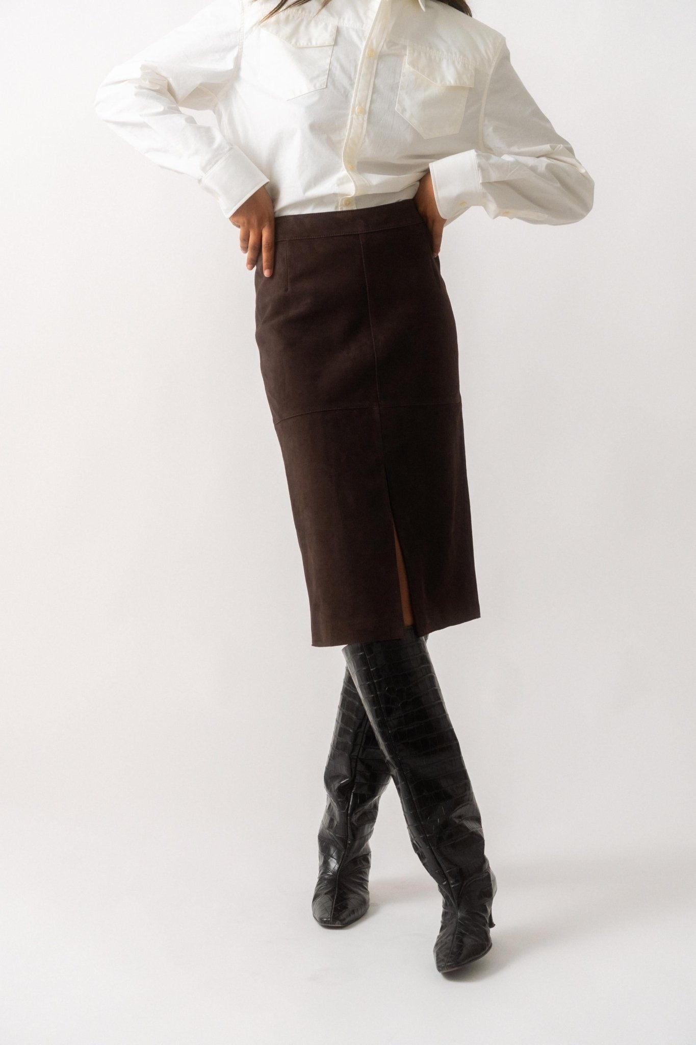 Bessette - Toteme Paneled Suede Skirt (34 DK & 40 DK)