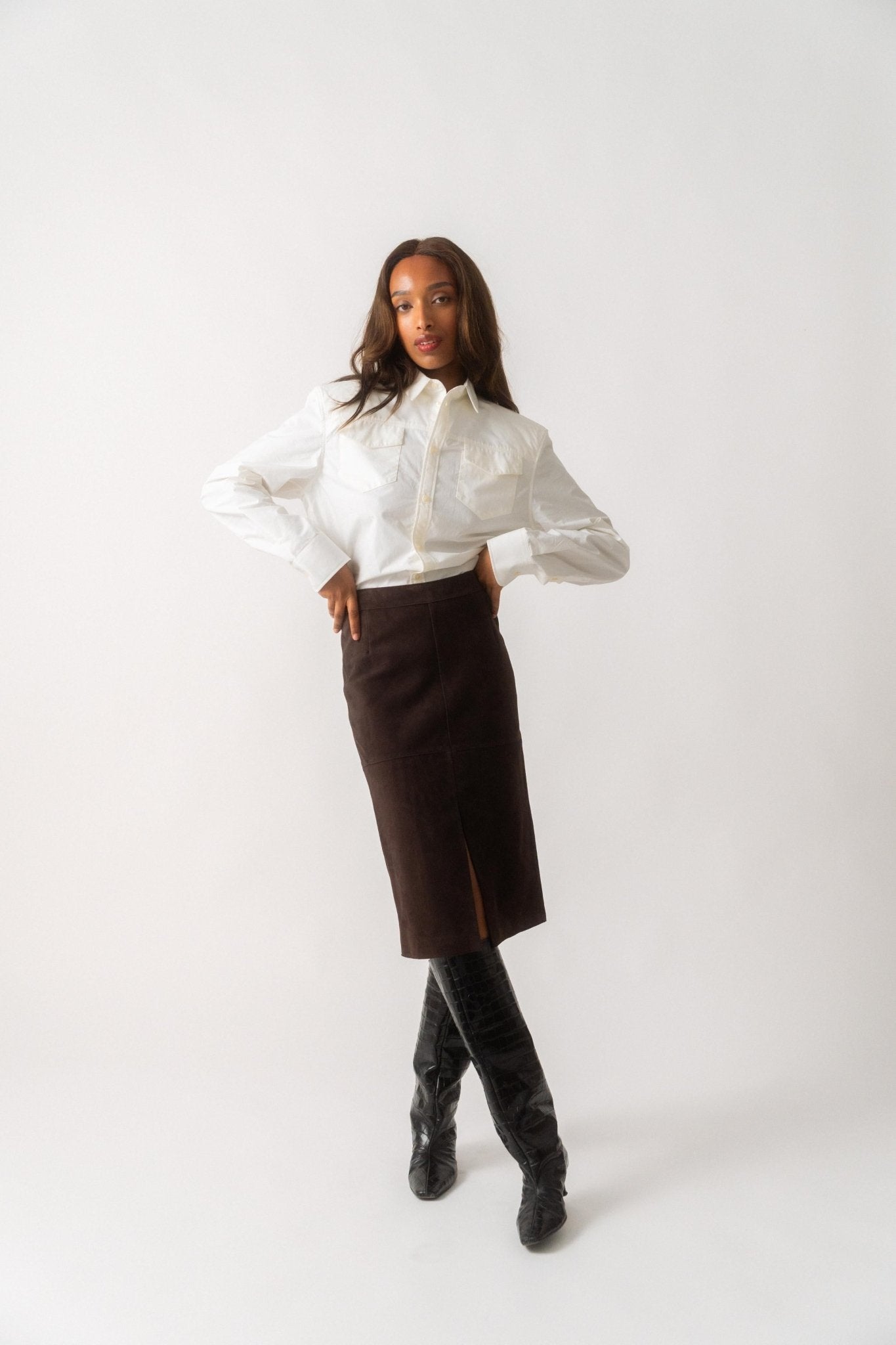 Bessette - Toteme Paneled Suede Skirt (34 DK & 40 DK)