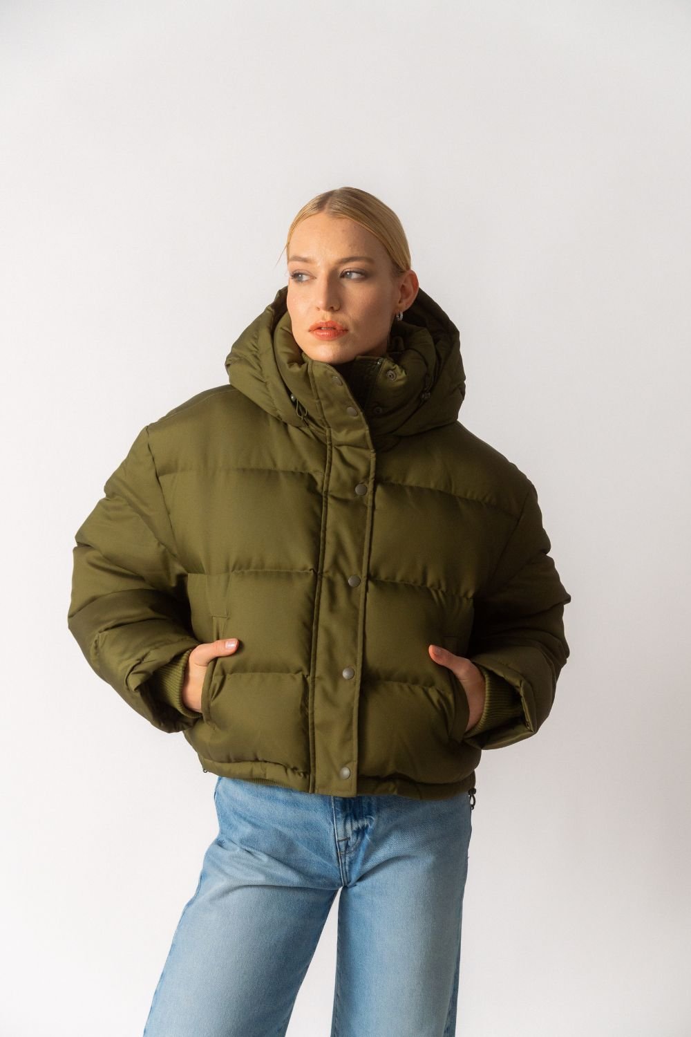 Bessette - Wardrobe.NYC Cropped Green Puffer Jacket (Small & Medium)