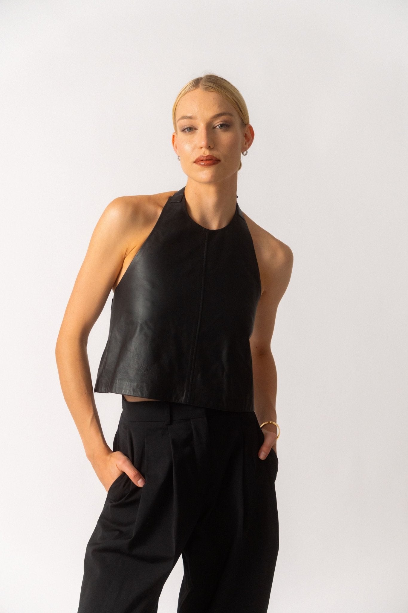 Bessette - WARDROBE.NYC Leather Backless Halter Top (XS & S)