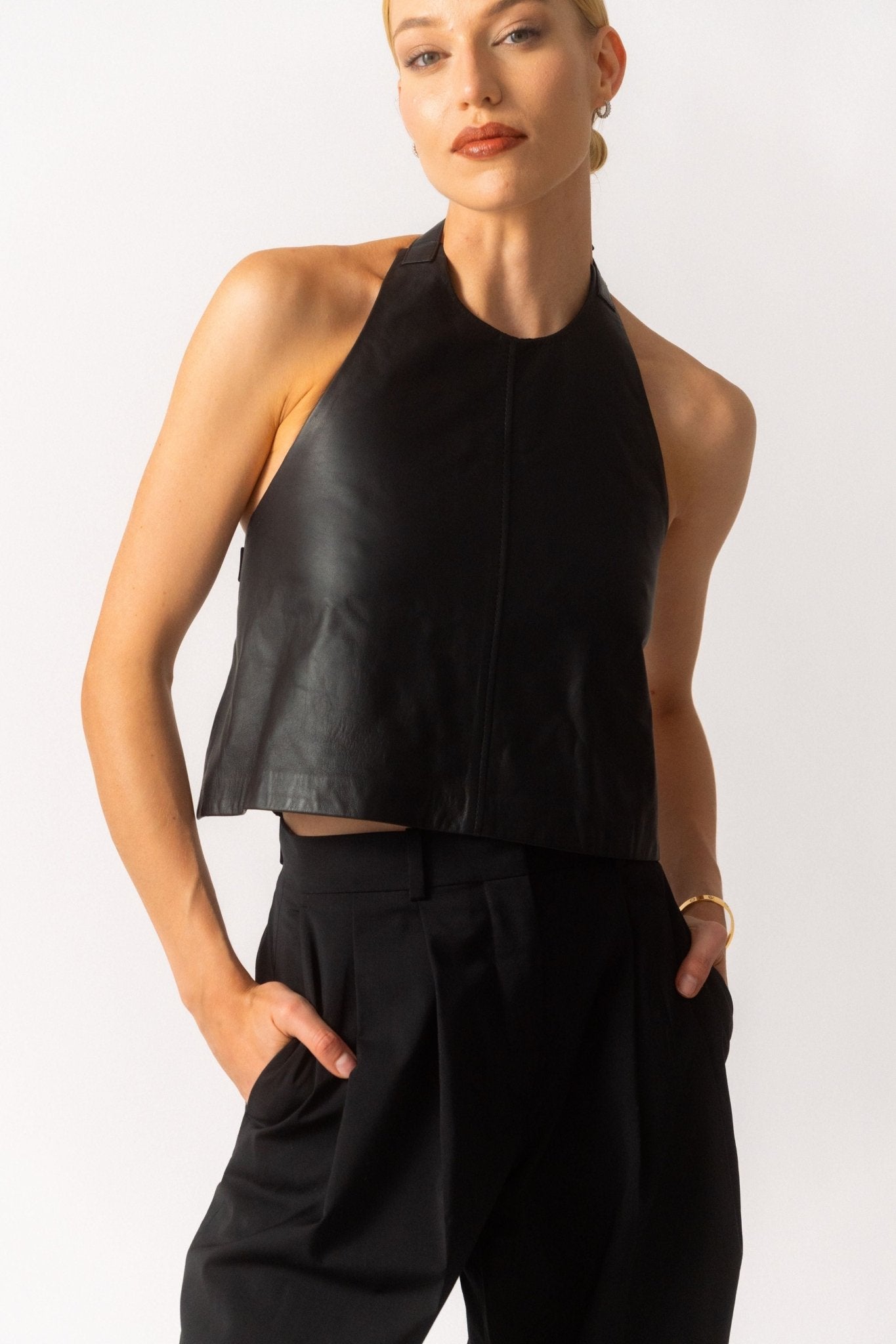 Bessette - WARDROBE.NYC Leather Backless Halter Top (XS & S)