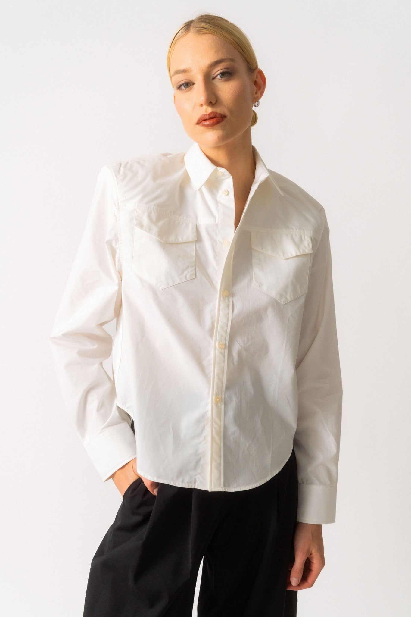 Bessette - Wardrobe.NYC White Shoulder Pad Shirt (XS, Small, Medium & Large)