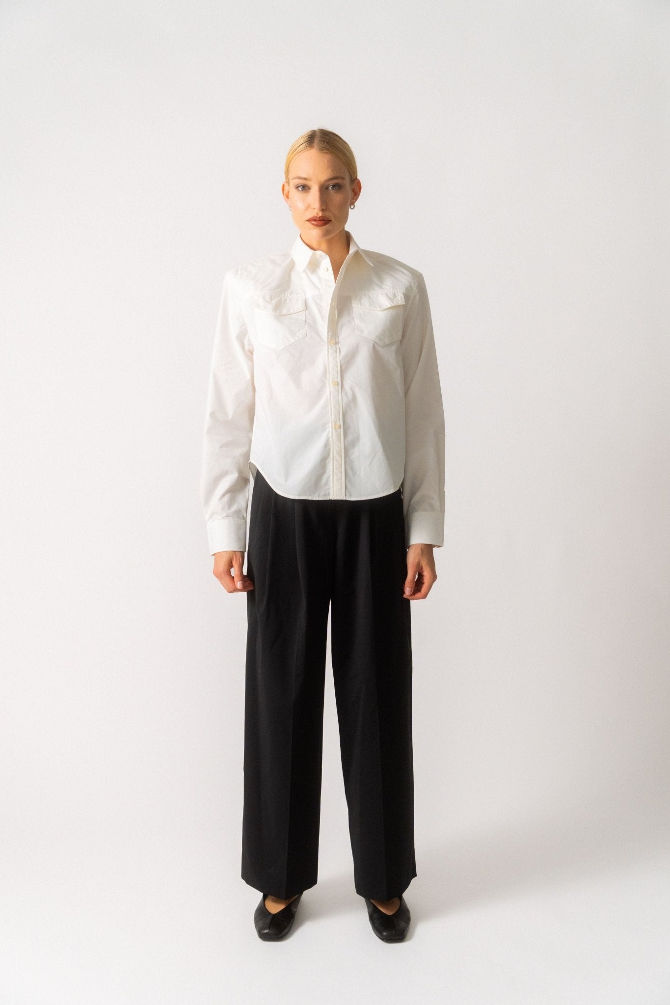 Bessette - Wardrobe.NYC White Shoulder Pad Shirt (XS, Small, Medium & Large)